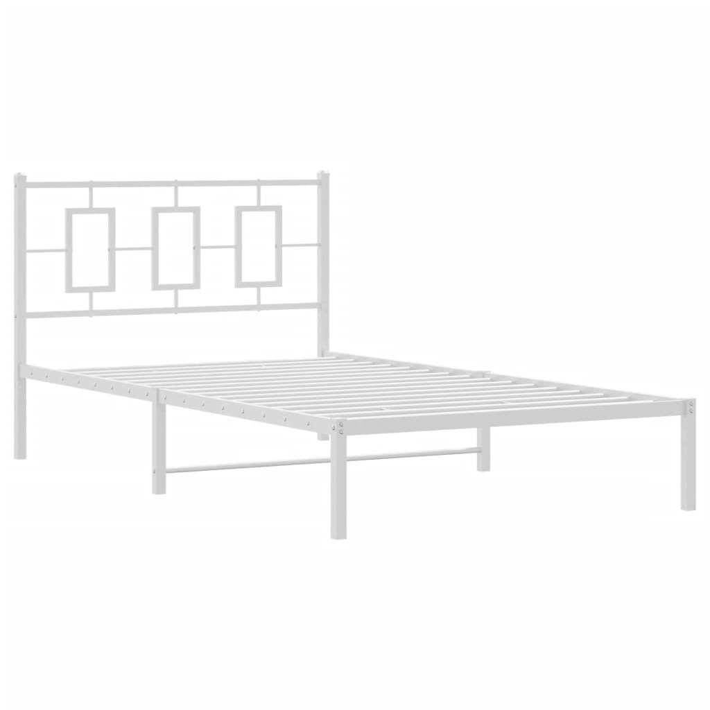 Metalni okvir za krevet s uzglavljem bijeli 107x203 cm