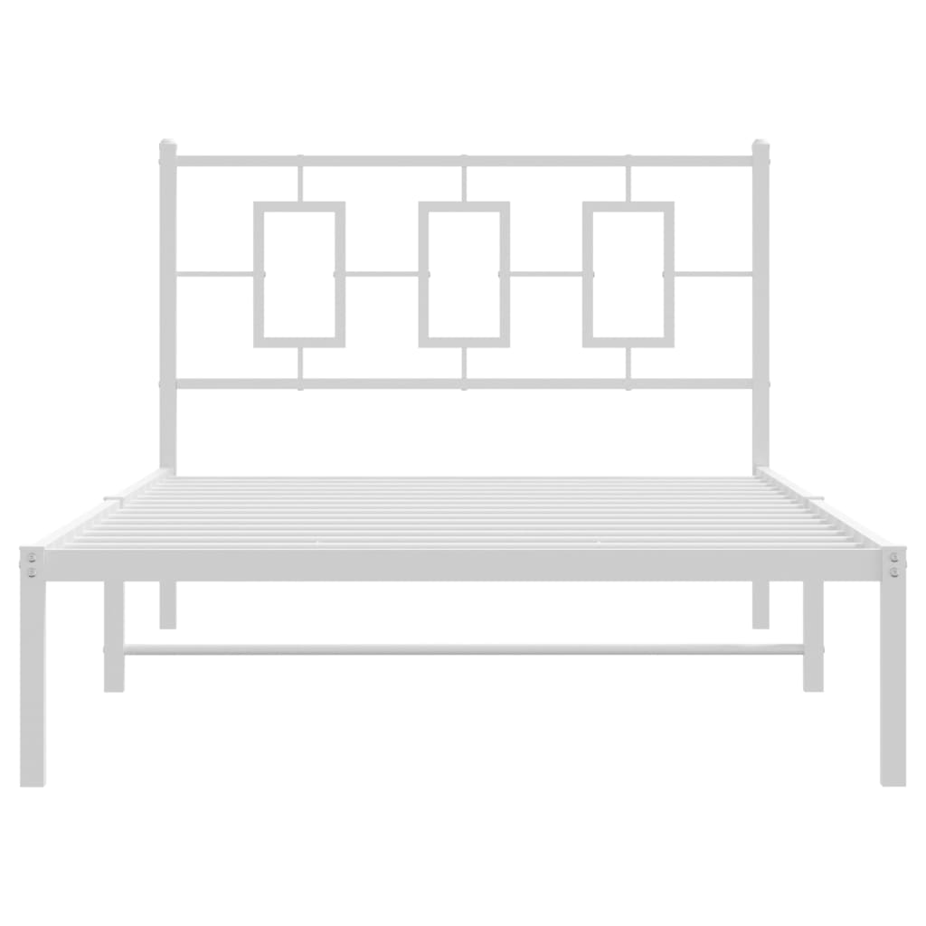 Metalni okvir za krevet s uzglavljem bijeli 107x203 cm