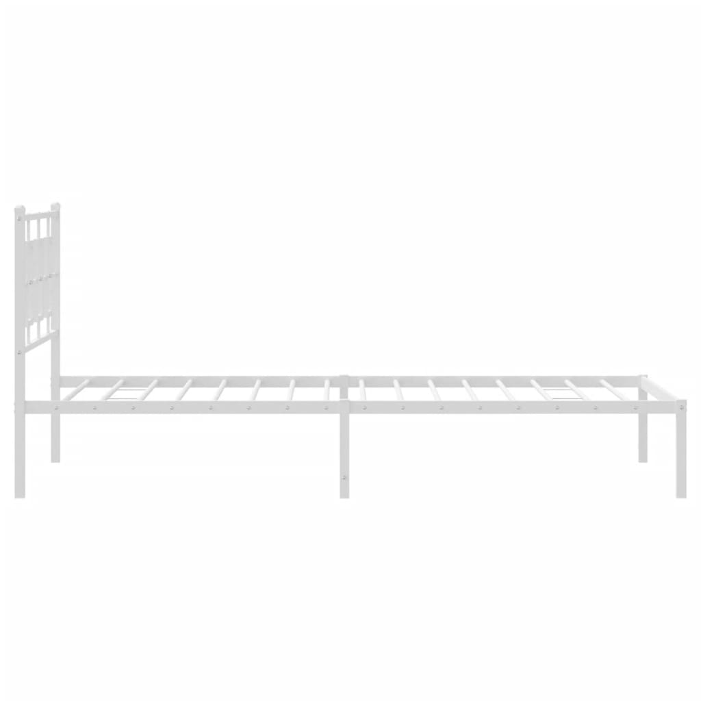 Metalni okvir za krevet s uzglavljem bijeli 107x203 cm