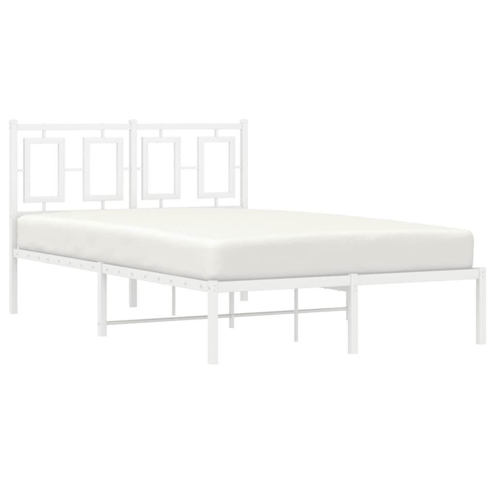 Metalni okvir za krevet s uzglavljem bijeli 120 x 190 cm