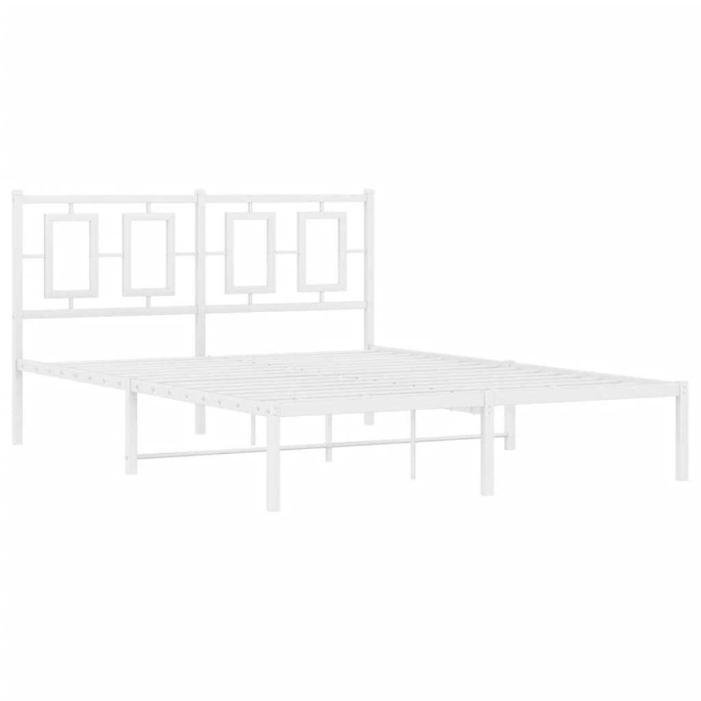Metalni okvir za krevet s uzglavljem bijeli 135x190 cm