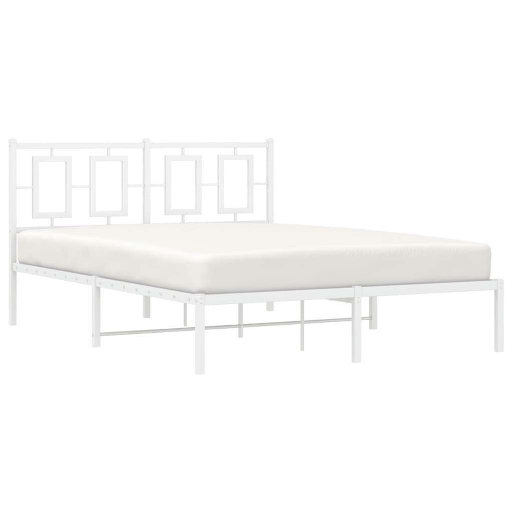 Metalni okvir za krevet s uzglavljem bijeli 135x190 cm
