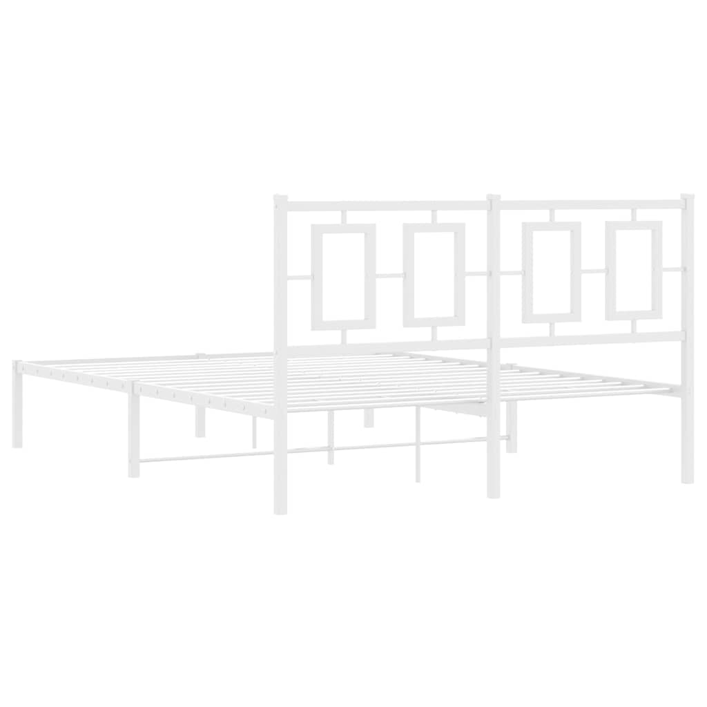 Metalni okvir za krevet s uzglavljem bijeli 135x190 cm