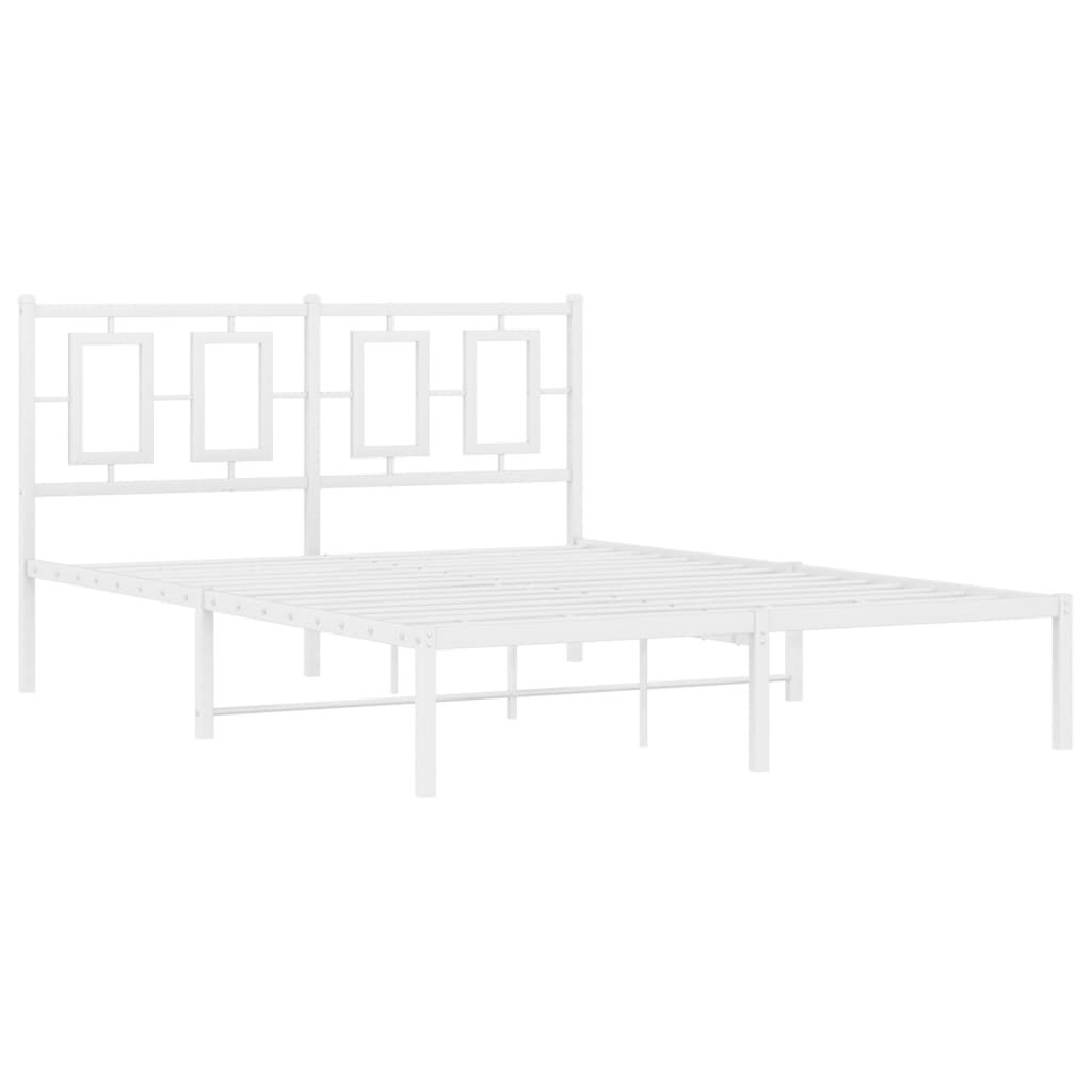 Metalni okvir za krevet s uzglavljem bijeli 140 x 190 cm