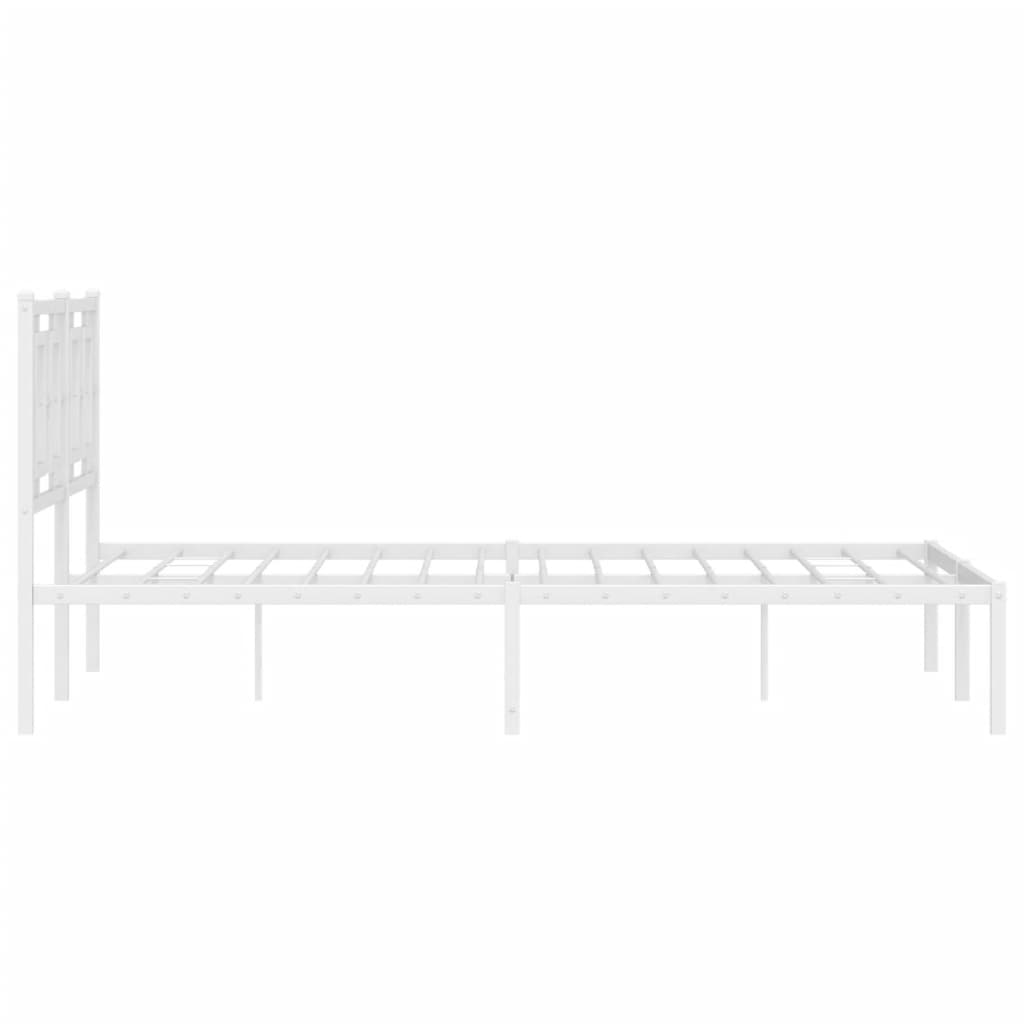 Metalni okvir za krevet s uzglavljem bijeli 140 x 190 cm