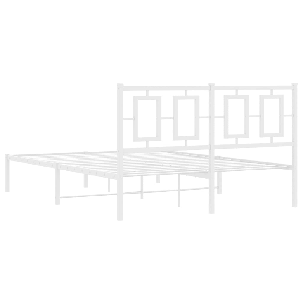 Metalni okvir za krevet s uzglavljem bijeli 140 x 190 cm