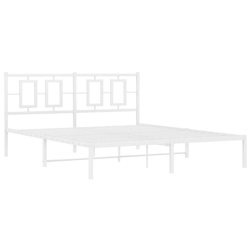 Metalni okvir za krevet s uzglavljem bijeli 150x200 cm