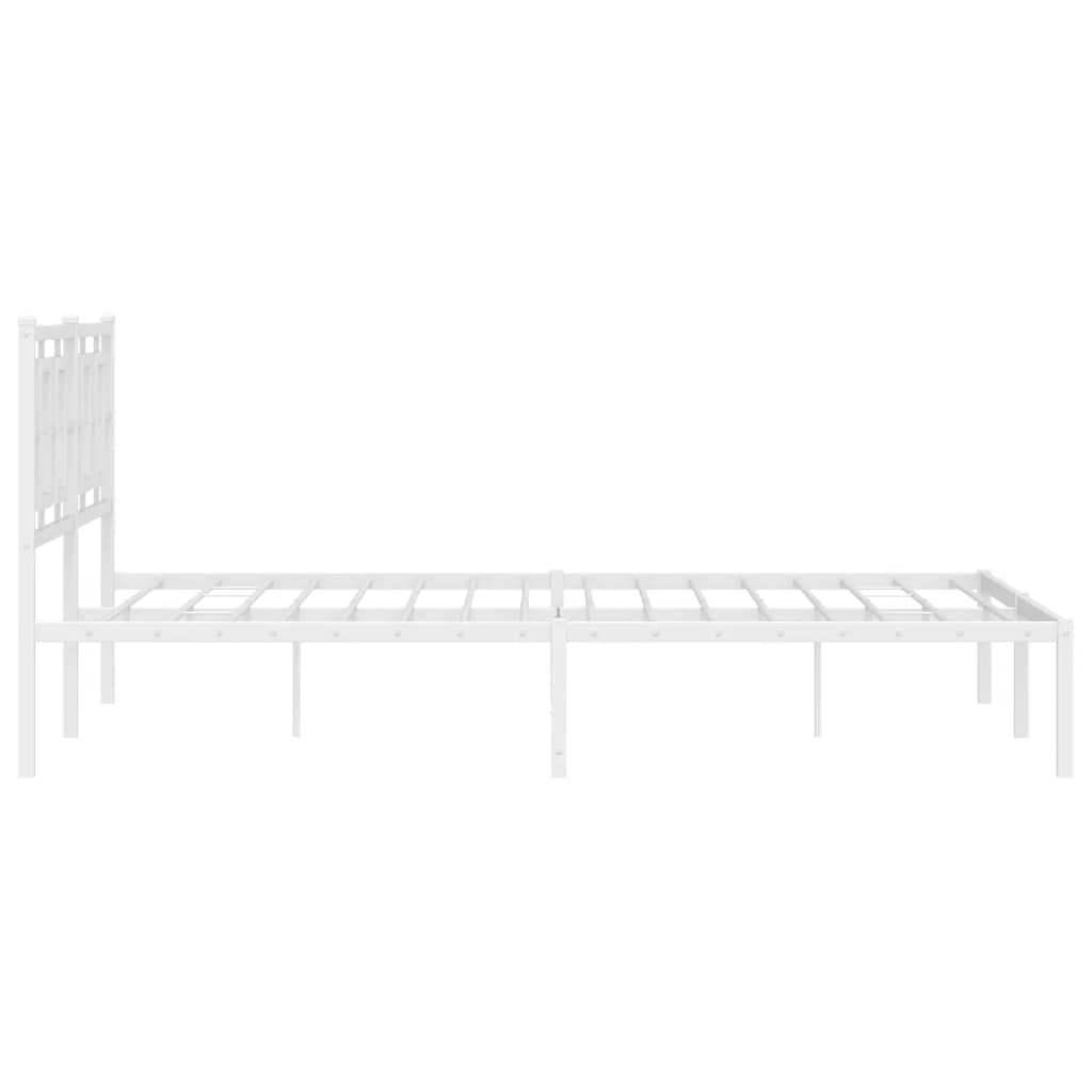 Metalni okvir za krevet s uzglavljem bijeli 150x200 cm