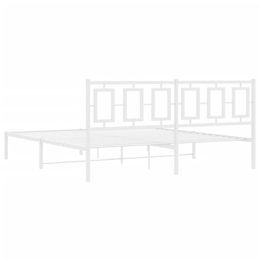 Metalni okvir za krevet s uzglavljem bijeli 183x213 cm