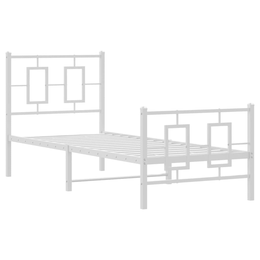 Metalni okvir kreveta uzglavlje i podnožje bijeli 75x190 cm