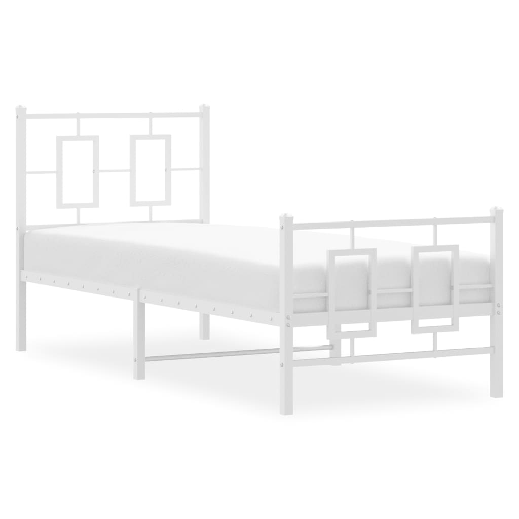 Metalni okvir kreveta uzglavlje i podnožje bijeli 80x200 cm