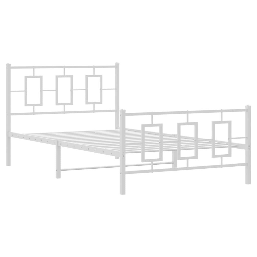 Metalni okvir kreveta uzglavlje i podnožje bijeli 107x203 cm