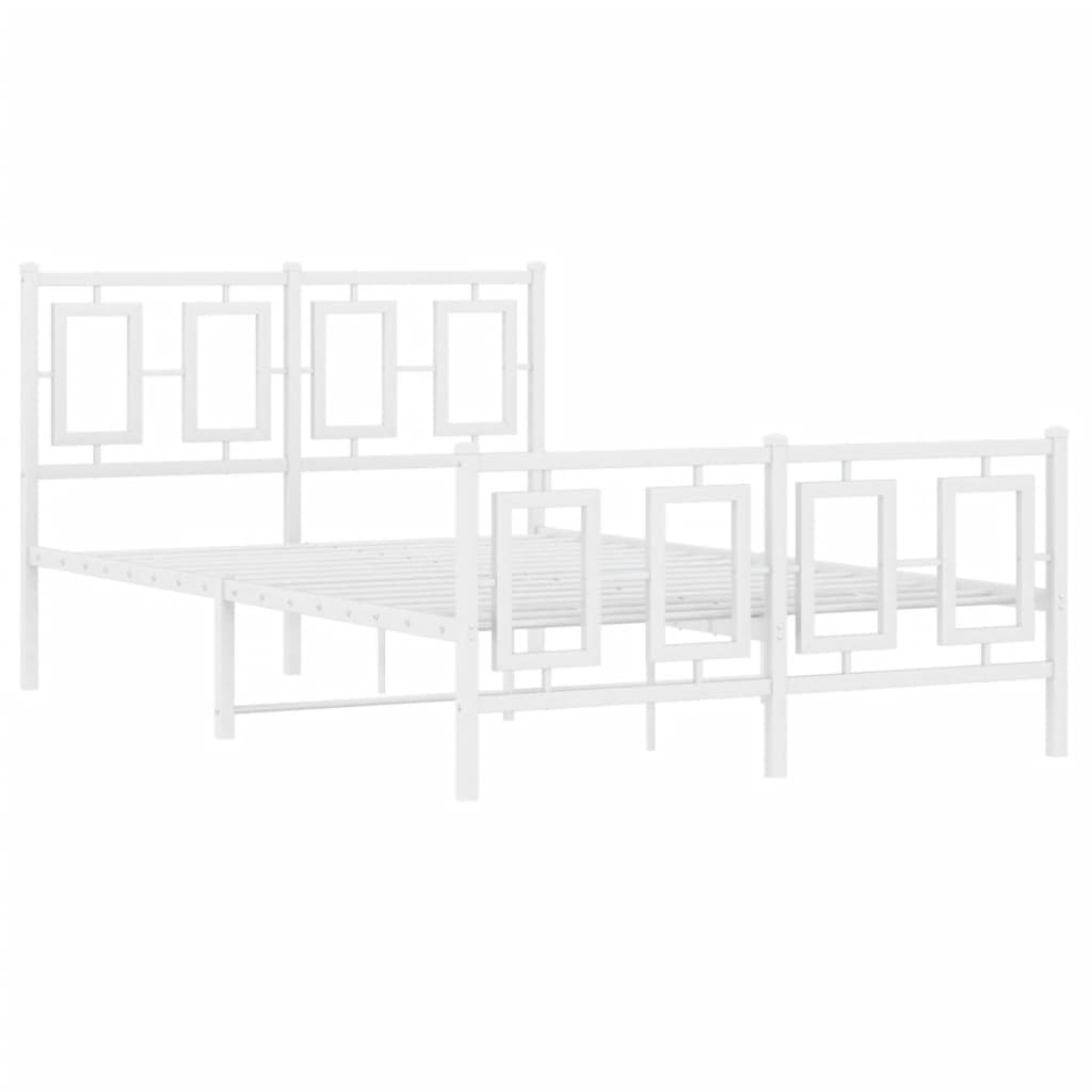 Metalni okvir kreveta uzglavlje i podnožje bijeli 120x190 cm