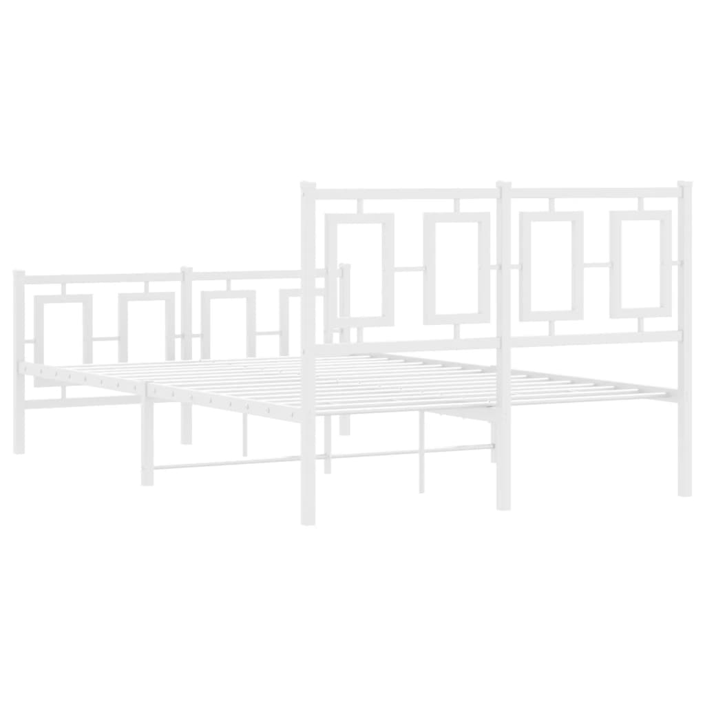 Metalni okvir kreveta uzglavlje i podnožje bijeli 120x190 cm