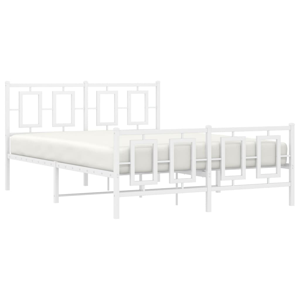 Metalni okvir kreveta uzglavlje i podnožje bijeli 135 x 190 cm