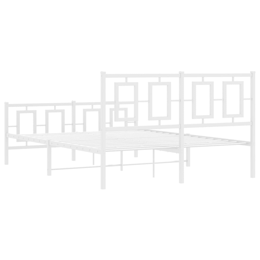 Metalni okvir kreveta uzglavlje i podnožje bijeli 140 x 190 cm