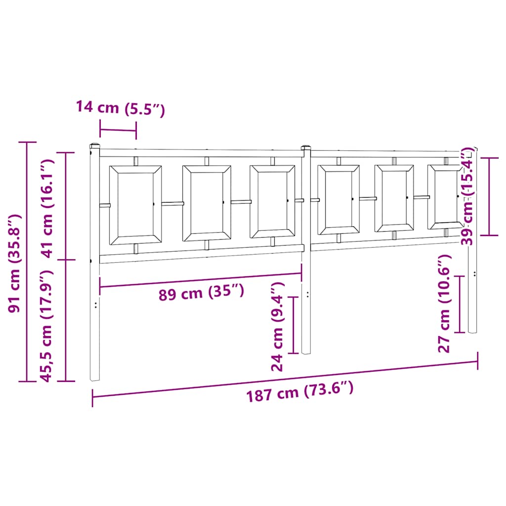 Metalno zamjensko uzglavlje bijelo 180 cm
