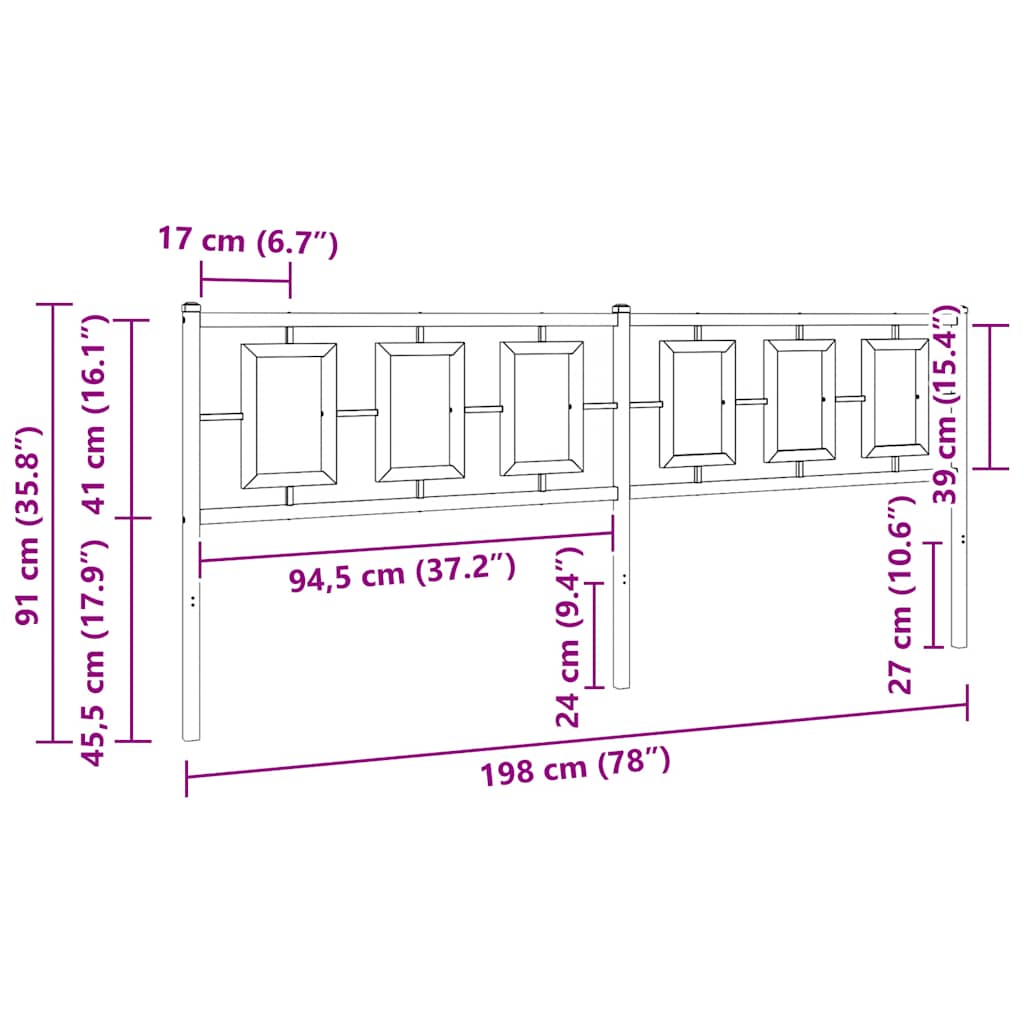 Metalno zamjensko uzglavlje bijelo 193 cm