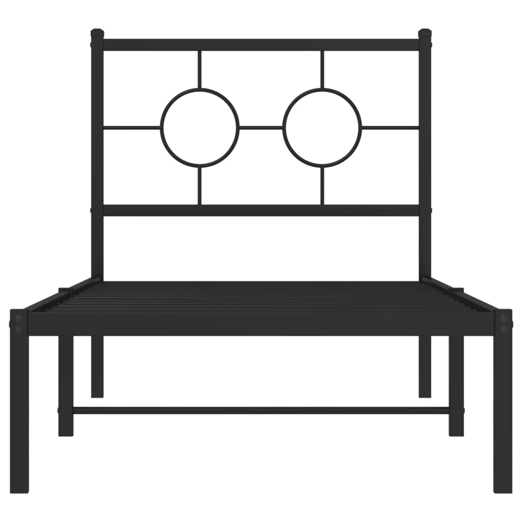 Metalni okvir za krevet s uzglavljem crni 80x200 cm