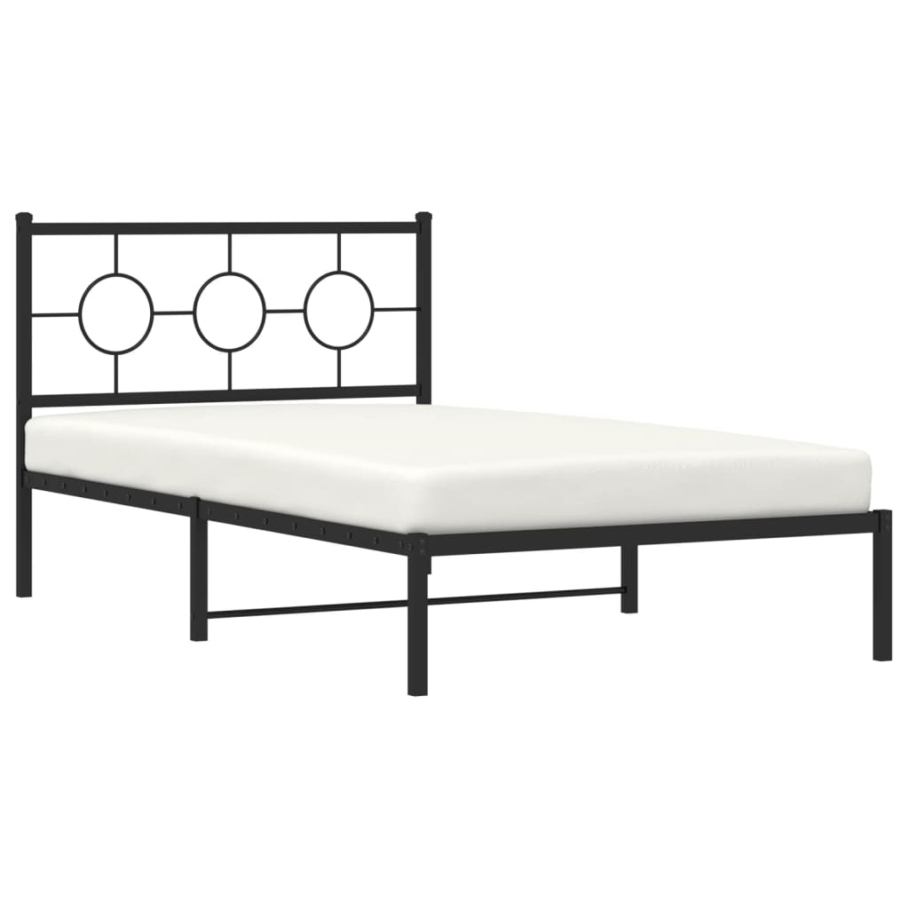 Metalni okvir za krevet s uzglavljem crni 107x203 cm