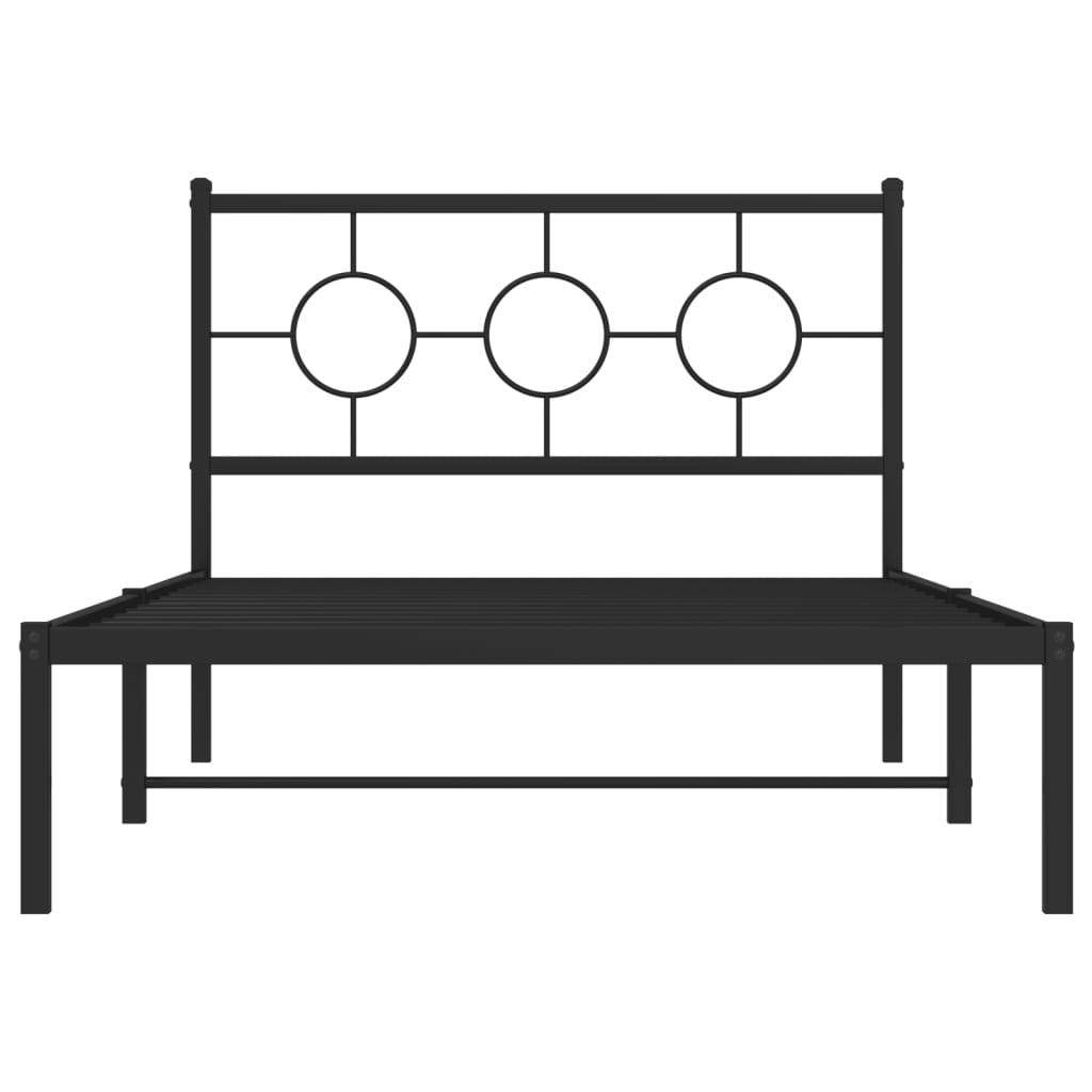 Metalni okvir za krevet s uzglavljem crni 107x203 cm