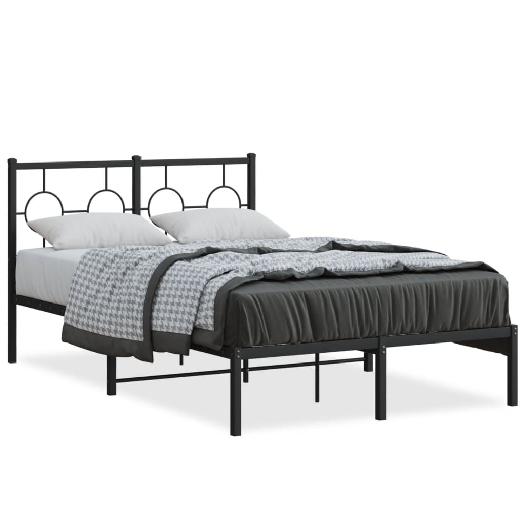 Metalni okvir za krevet s uzglavljem crni 120x190 cm