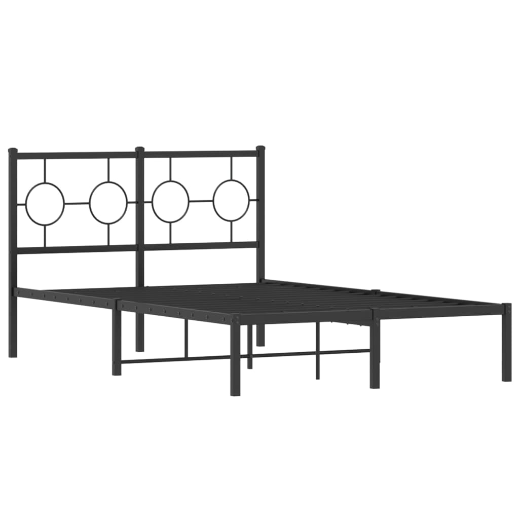 Metalni okvir za krevet s uzglavljem crni 120x190 cm