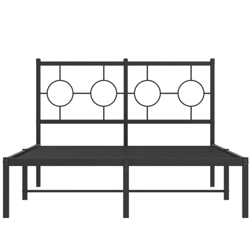 Metalni okvir za krevet s uzglavljem crni 120x190 cm