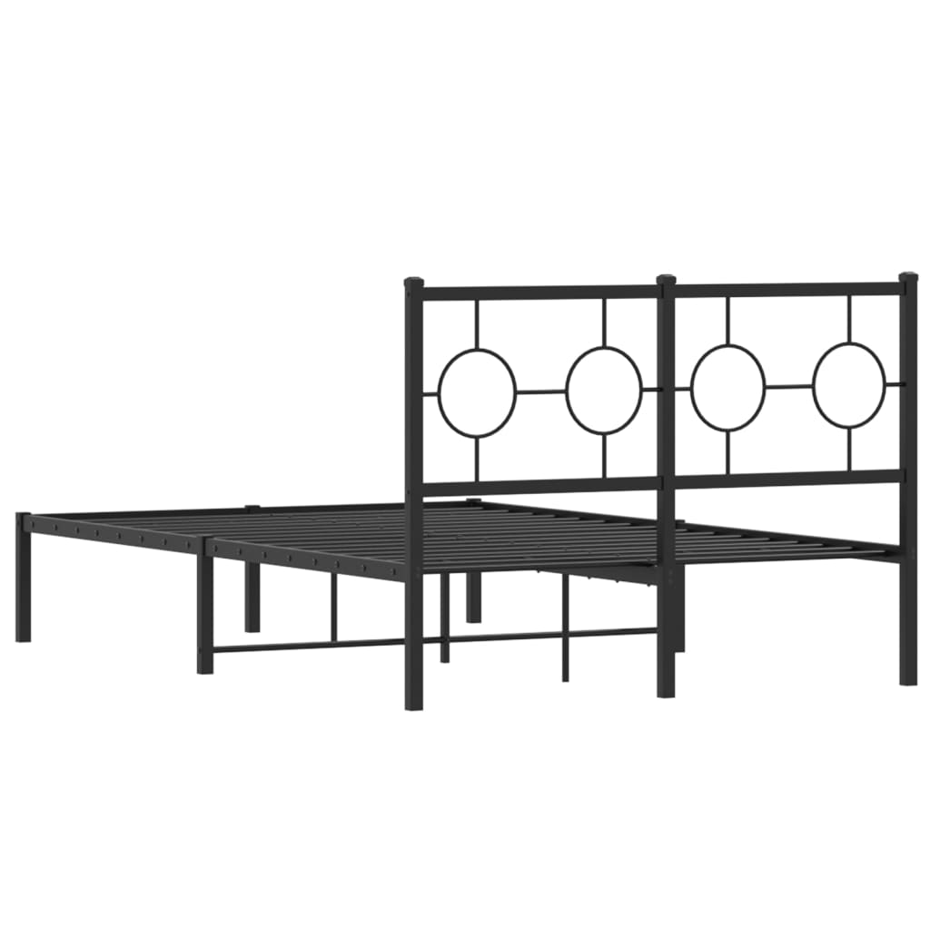 Metalni okvir za krevet s uzglavljem crni 120x190 cm