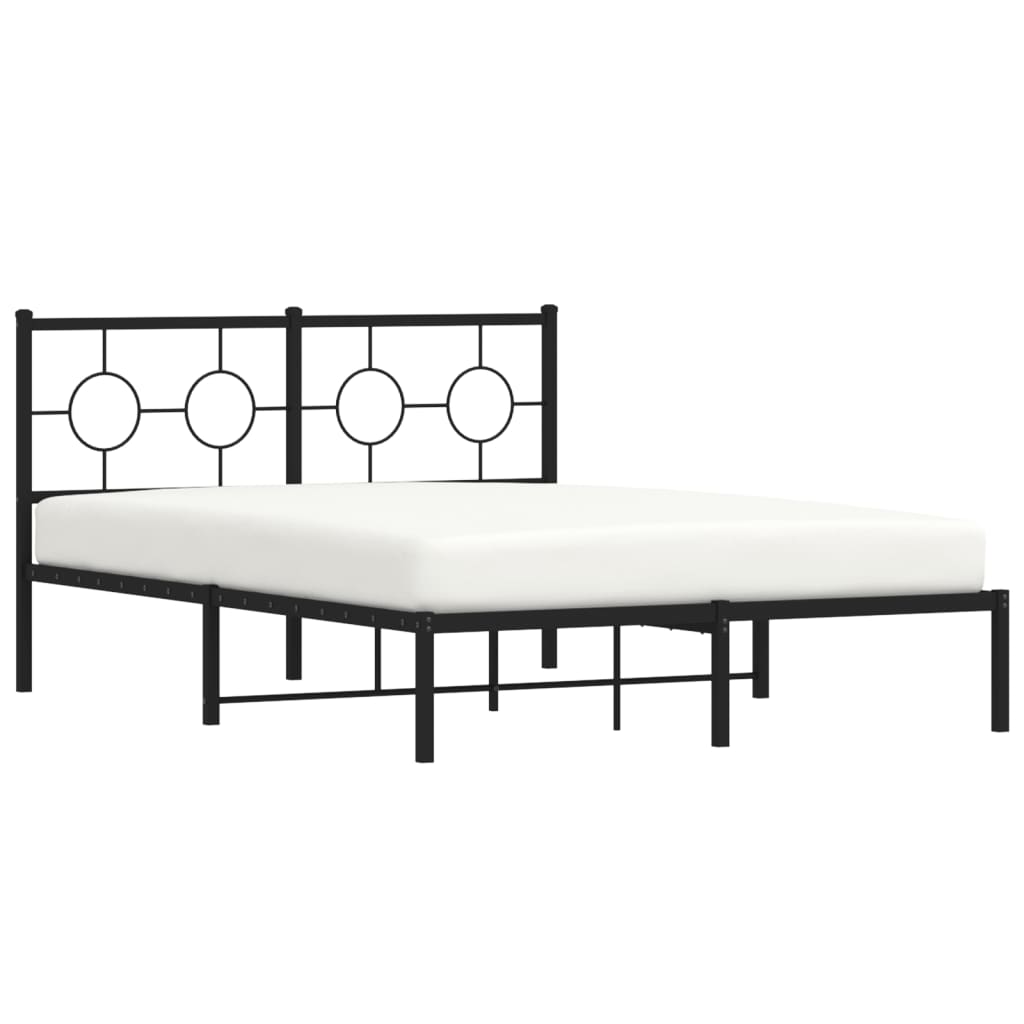 Metalni okvir za krevet s uzglavljem crni 135x190 cm