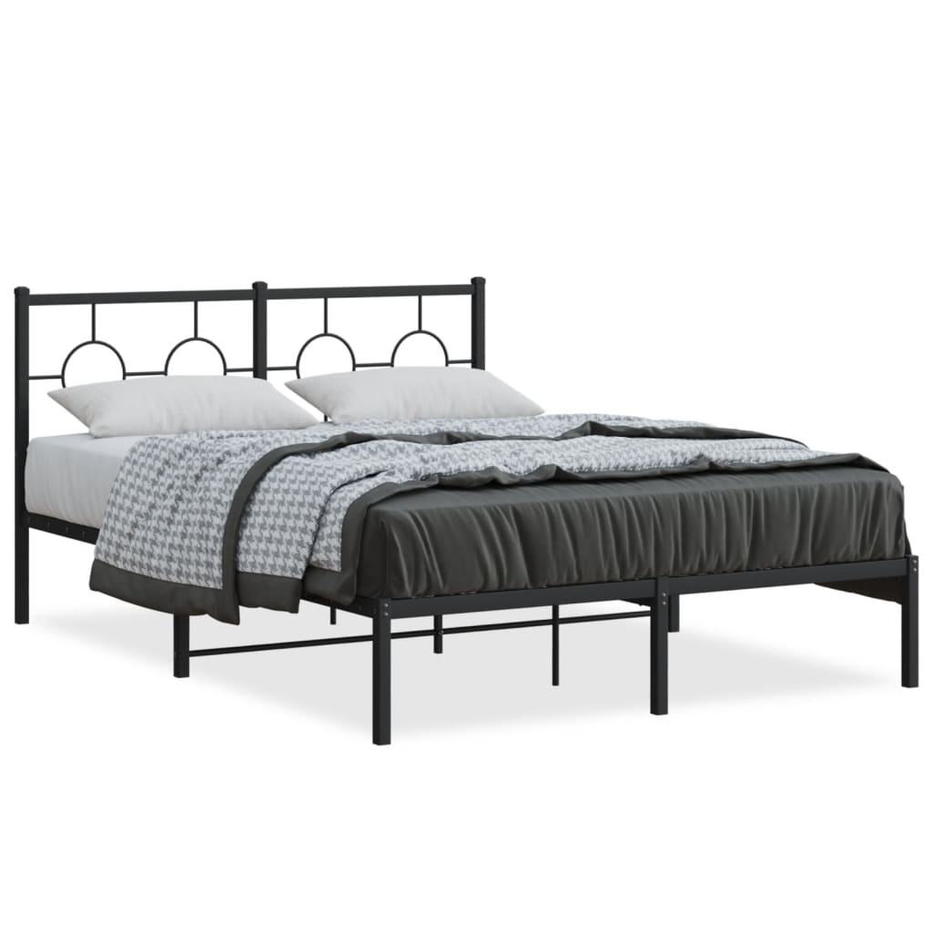 Metalni okvir za krevet s uzglavljem crni 140x190 cm