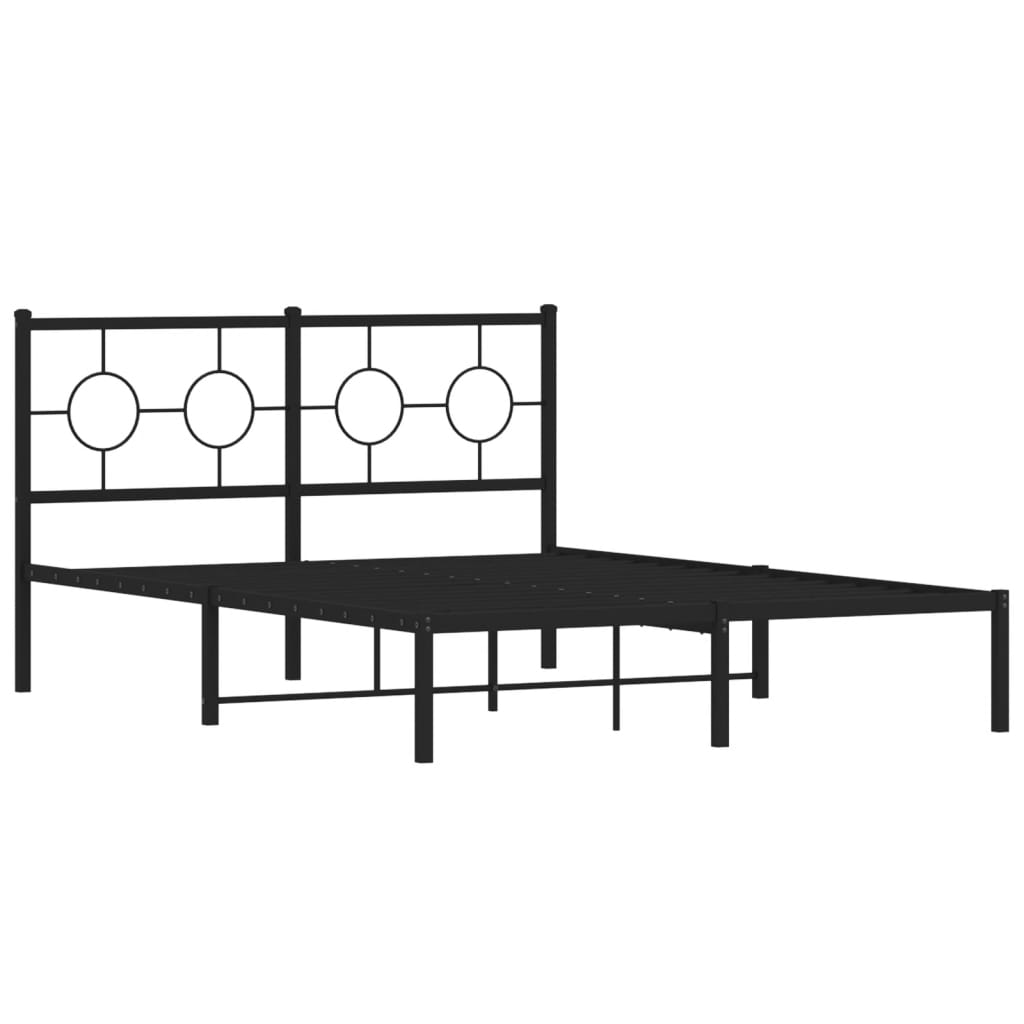 Metalni okvir za krevet s uzglavljem crni 140x190 cm