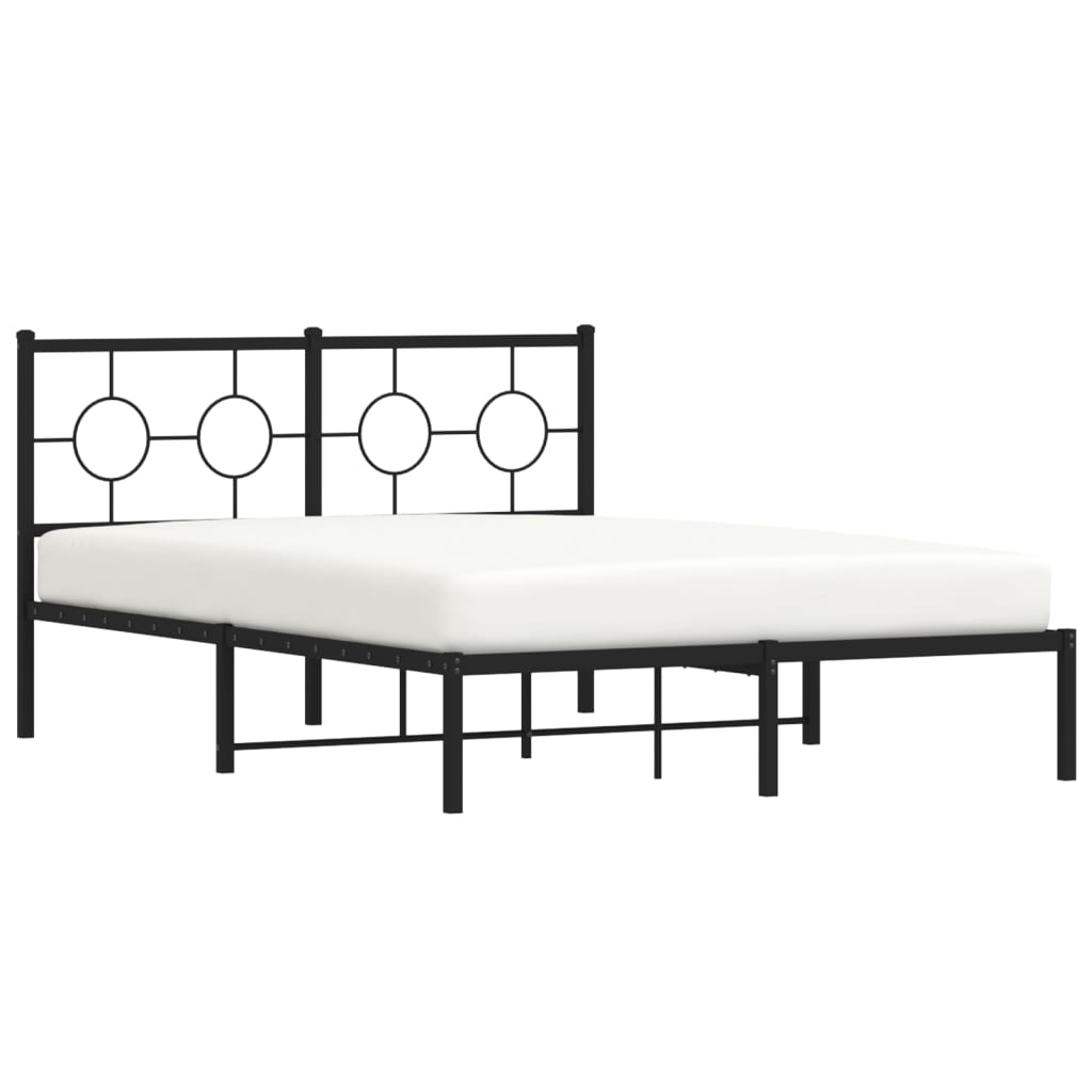 Metalni okvir za krevet s uzglavljem crni 140x190 cm