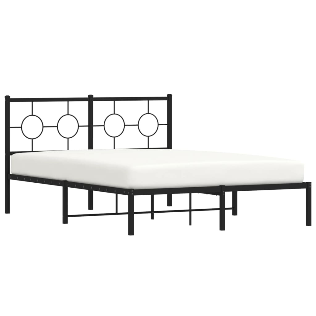 Metalni okvir za krevet s uzglavljem crni 140x200 cm