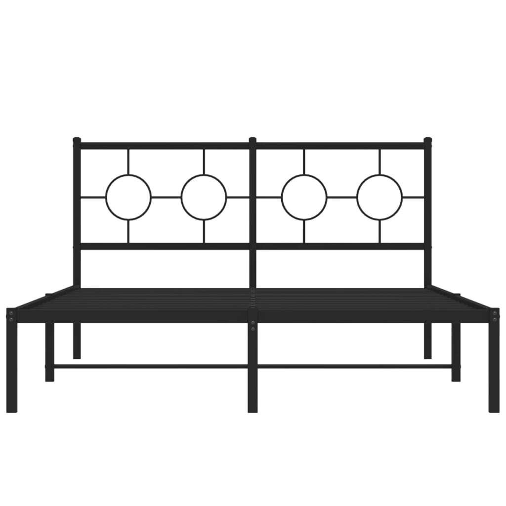 Metalni okvir za krevet s uzglavljem crni 140x200 cm