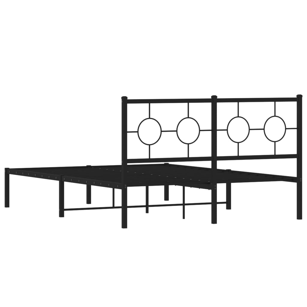 Metalni okvir za krevet s uzglavljem crni 140x200 cm