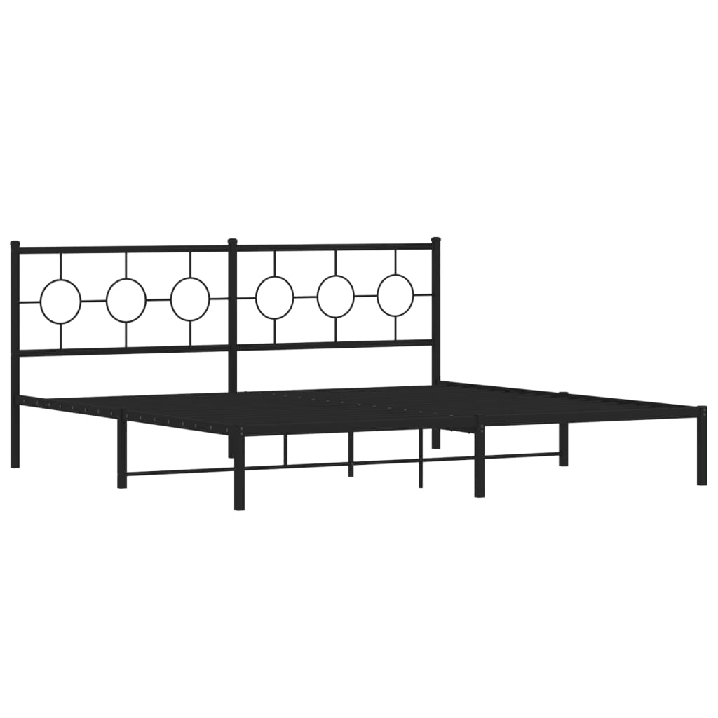 Metalni okvir za krevet s uzglavljem crni 200x200 cm
