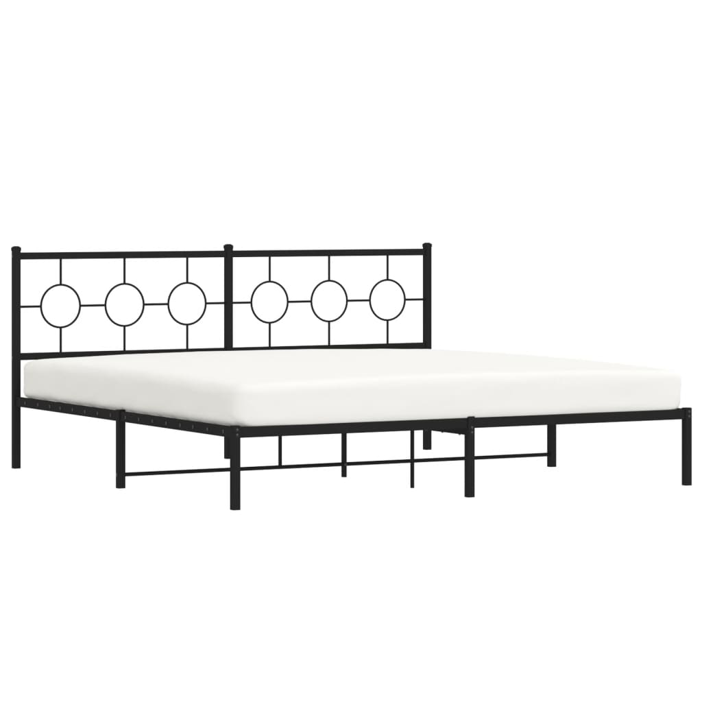 Metalni okvir za krevet s uzglavljem crni 200x200 cm