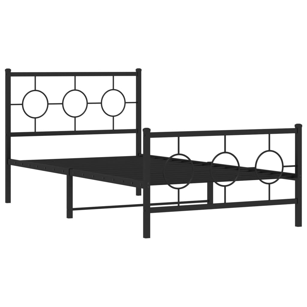 Metalni okvir kreveta uzglavlje i podnožje crni 100x190 cm