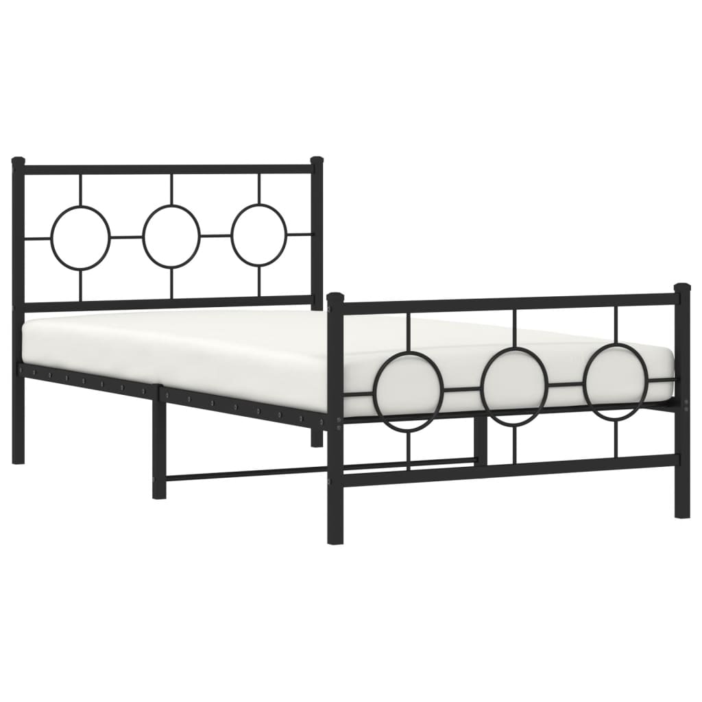 Metalni okvir kreveta uzglavlje i podnožje crni 100x190 cm
