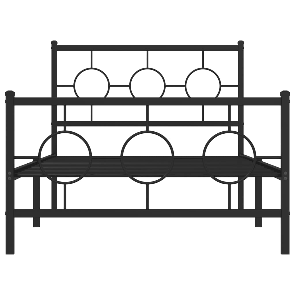 Metalni okvir kreveta uzglavlje i podnožje crni 100x190 cm