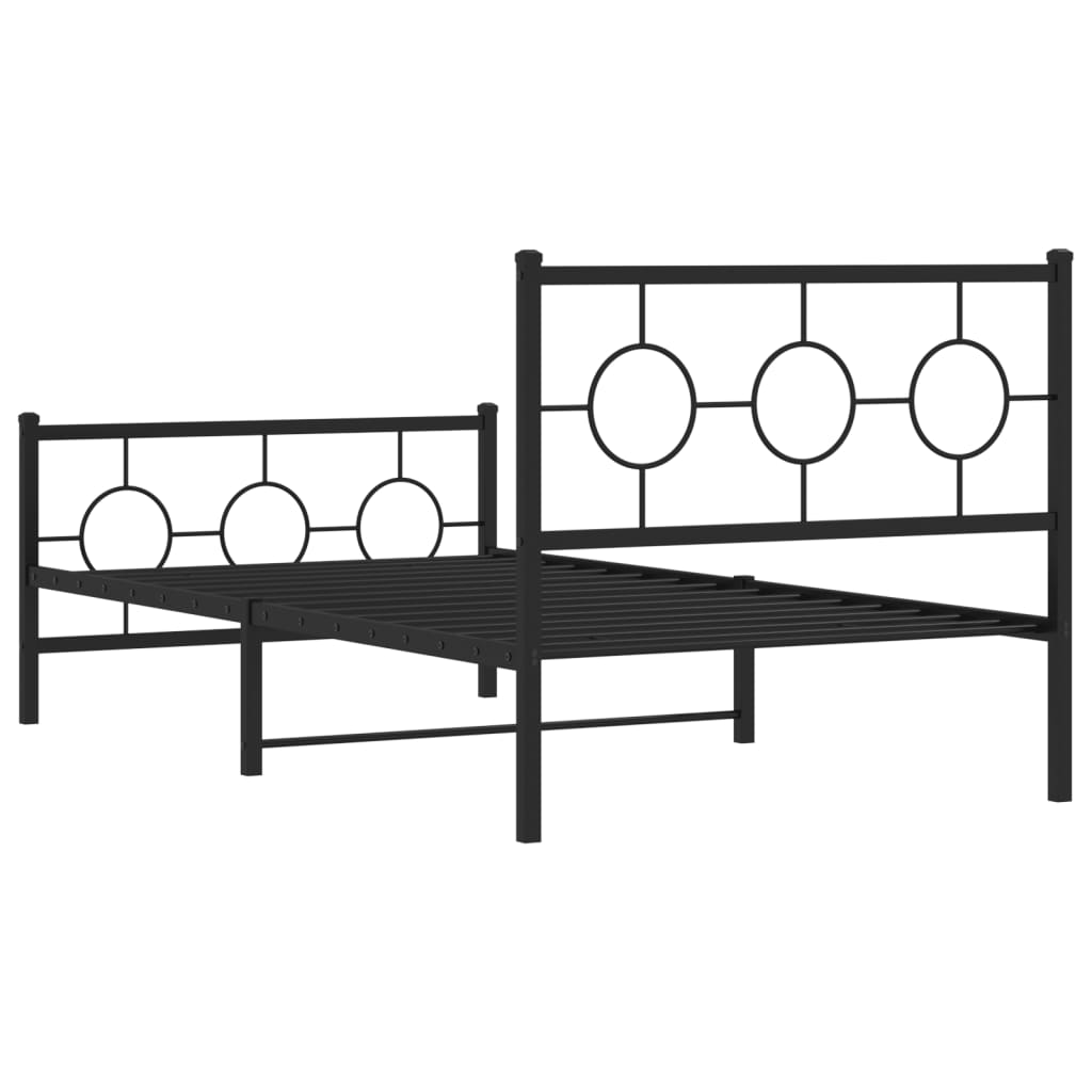 Metalni okvir kreveta uzglavlje i podnožje crni 100x190 cm