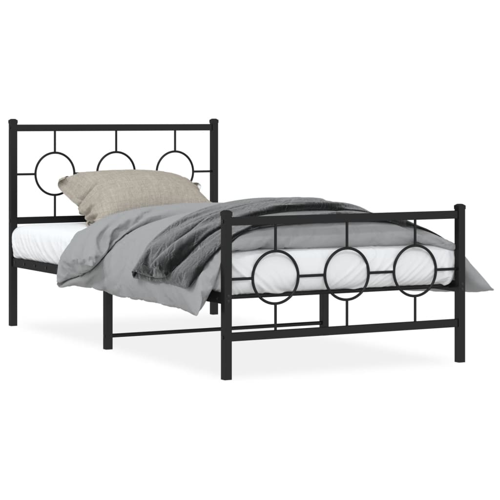 Metalni okvir kreveta uzglavlje i podnožje crni 100x200 cm