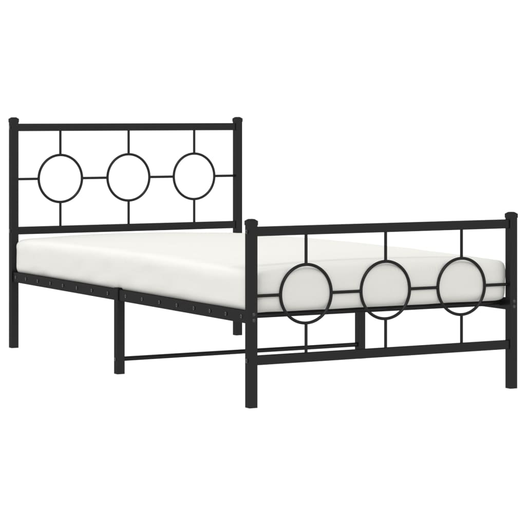 Metalni okvir kreveta uzglavlje i podnožje crni 100x200 cm