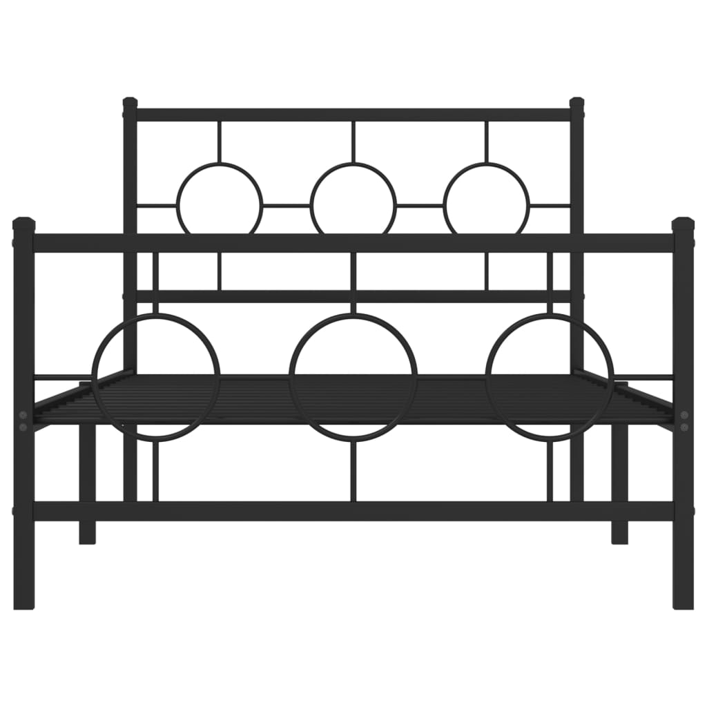 Metalni okvir kreveta uzglavlje i podnožje crni 100x200 cm