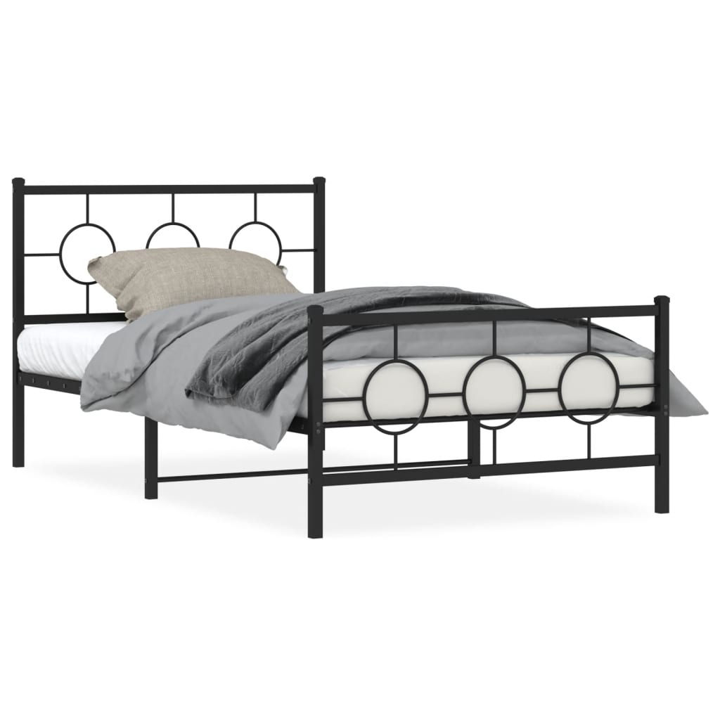 Metalni okvir kreveta uzglavlje i podnožje crni 107x203 cm