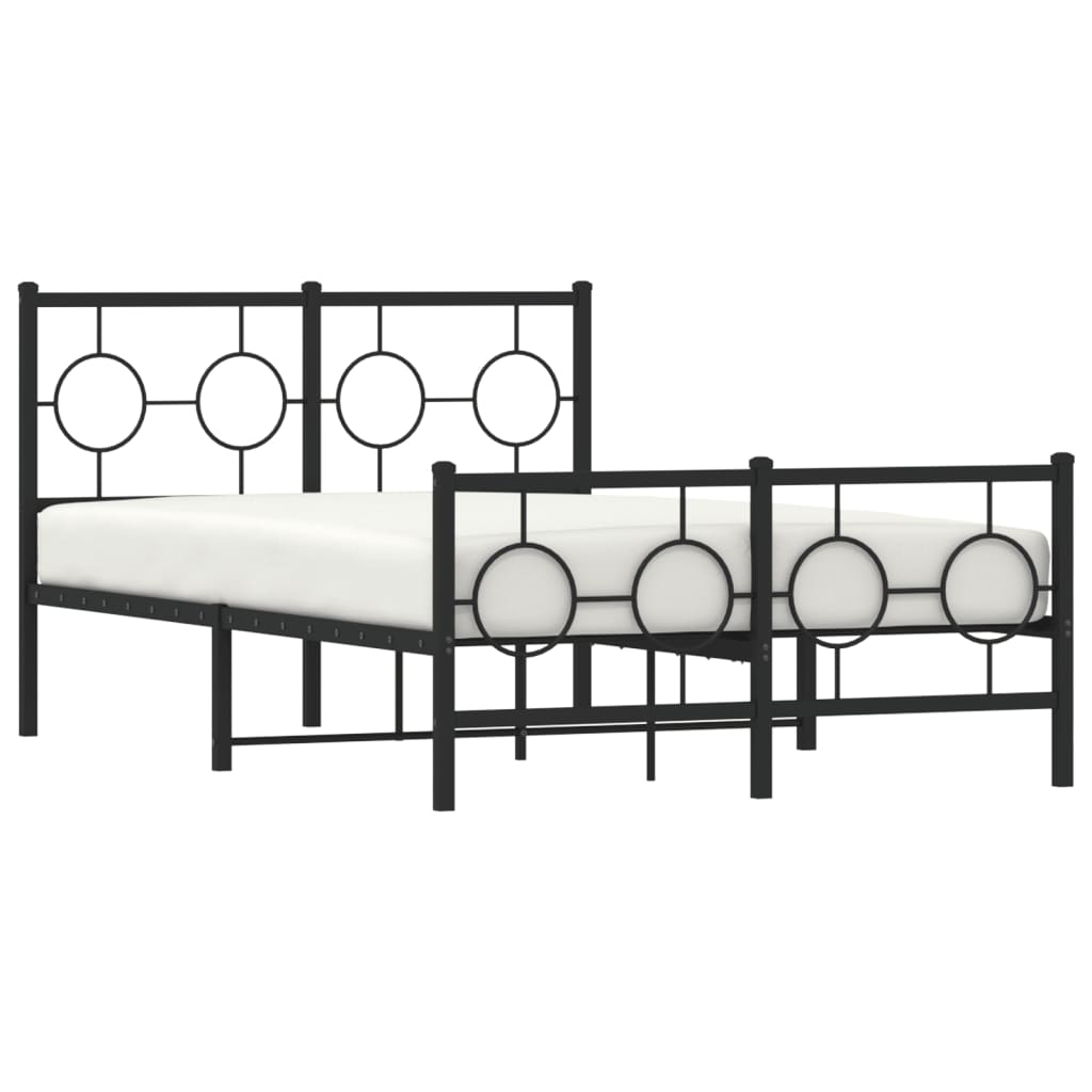 Metalni okvir kreveta uzglavlje i podnožje crni 120x190 cm