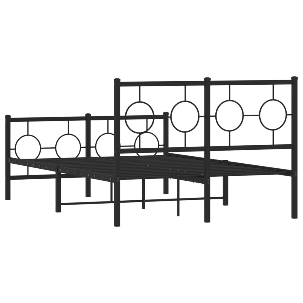Metalni okvir kreveta uzglavlje i podnožje crni 120x190 cm