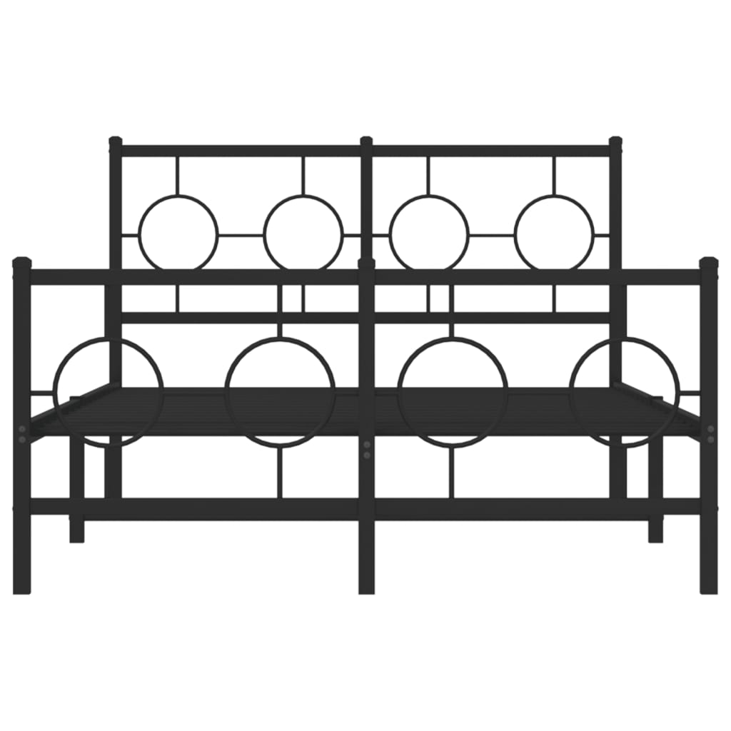 Metalni okvir kreveta uzglavlje i podnožje crni 120x200 cm