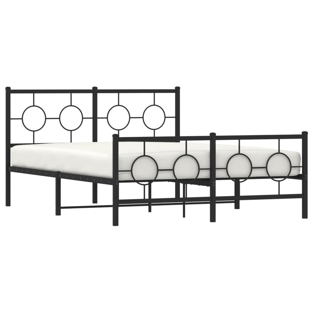 Metalni okvir kreveta uzglavlje i podnožje crni 140x190 cm